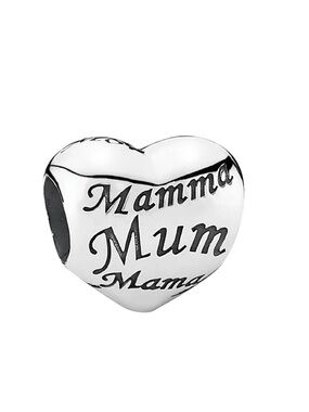 Pandora 925 Silver Charm Heart 'Mom'